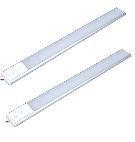 LED Lichtleiste 12V mit Schalter, Farbtemperatur einstellbar in 3 Modi, Niederspannung Innenbeleuchtung für Wohnmobil, Wohnwagen, Anhänger, Auto, LKW, Boot (2 Stück)
