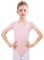 Monbessi Ballettanzug Mädchen Kurzarm - (Gr.100-150) - Tanzbody Gymnastikanzug, Baumwolle Ballettbody Kinder Ballett Trikot (140, Rosa)