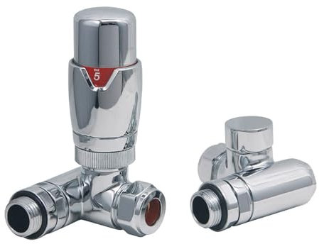 EcoSpa Dual Fuel Round TRV Radiator Valves for Elements - Corner - Chrome (Pair)
