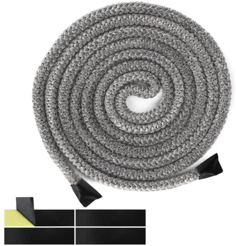 Cuerda de Sellado para Chimenea, 2,5m x 8mm Junta Fibra de Vidrio para Chimenea con 4 Cintas de Sellado para Extremo de Cuerda Junta de Sellado de Cuerda para Puertas de Estufas de Leña