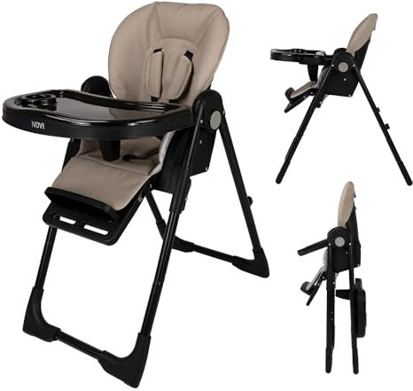 Novi Baby® Moon Kinderhochstuhl, Hochstuhl Baby, Hochstuhl ab 6 Monaten, faltbar, leicht mit einer Hand zu tragen, verstellbare Rückenlehne und Fußstütze, integriertes Tablett