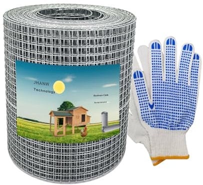 Jhanw Protezione per grondaia in rete metallica da 1/4, 15,2 cm x 15,2 m, zincata a caldo, protezione da rami, foglie, detriti, grondaie, grondaie, grondaie, rete