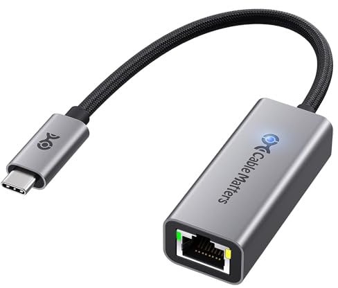Cable Matters Adattatore da USB C a Ethernet 5 Gb, velocità di rete 5 Gigabit, adattatore da USB C a Ethernet compatibile con USB 4, Thunderbolt 4/5, Plug & Play per MacBook, laptop e dispositivi USBC