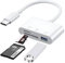 SD Card Reader for iPhone iPad, Dual Connector (Lightning & USB-C) Micro SD Memory Card Reader, 2 in 1 SD and TF Card Adapter Portable Trail Camera Viewer, No Driver Needed, Plug and Play
