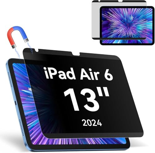 Filtre de Confidentialité pour iPad Air 13 Pouces 2024, Amovible Protection Ecran pour iPad Air 6 M2 (13 Pouces), Magnétique Filtre Anti-Espion/Spy Anti Lumiere Bleue Réutilisable