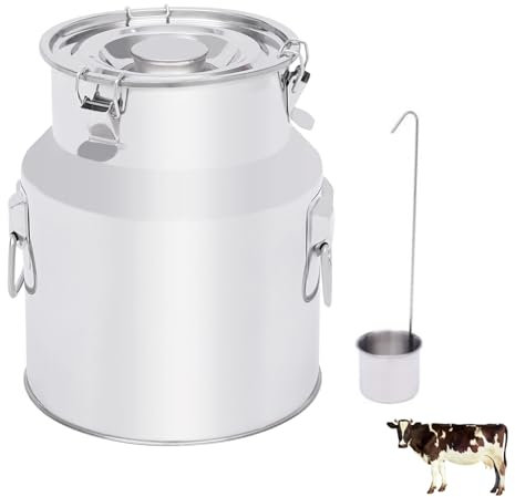 14L Milchkanne, Edelstahl Transportkanne mit Auslaufsicherer Deckel | Tragebügel, Milchkrug Kaffeekanne Weinbehälter, Transportbehälter für Haushalte, Bauernhöfe, Gastronomiebetriebe