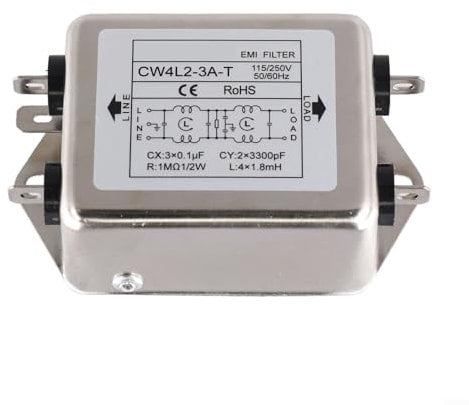 EXTRWORY Filtro di alimentazione monofase con due sezioni, filtro di rete a doppia sezione, 3A/10/20A CW4L2-20A-T (CW4L2-3A-T)