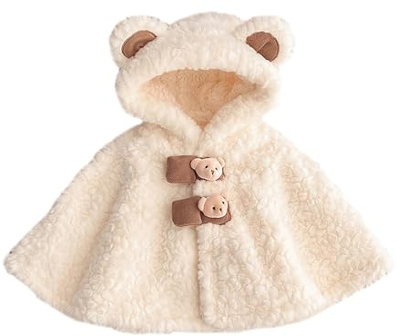 Nemopter Mignon Cape à Capuche Bébé Garçon Filles Sweat À Capuche Laine Doux Poncho Cape Coupe-Vent Hiver Automne Vêtements d'extérieur Chaude Châle pour Enfants 0-3ans