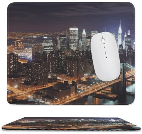 Tapis de souris à bord de verrouillage imprimé nuit de New York tapis de souris mignon drôle pour ordinateur portable, décoration de bureau à domicile, accessoires de bureau