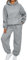 Trainingsanzug Damen Casual Zweiteiler Outfit Weich Freizeitanzug Warm Loungewear Sportanzug Elegant Deals (3-Gray, XL)