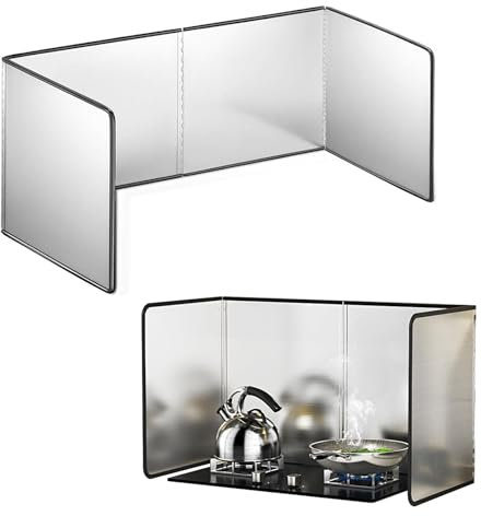3 Seitiger Spritzschutz Küche Faltbar, Faltbarer Spritzschutz Wand 4 Seitiger, Herdschutz Herd-Spritzschutz, Anti Splatter Shield Mit Antihaftbeschichtung, Für Die Küche Und Herdschutz(60x45x90cm)