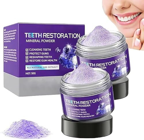 GarageLine - Polvo mineral para restauración de dientes, polvo mineral de restauración dental, eficaz para fortalecer dientes y encías, proteger las encías y refrescar el aliento (2 piezas)
