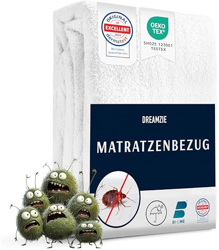 Dreamzie Protector Colchon 150 x 200 x 25 cm - Cubre Colchon Antichinches Completa 150x200 con Cierre de Cremallera para Alergias - Funda Colchon Impermeable