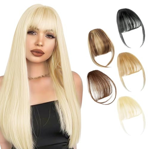 TYXHXTF 5 Pcs Clip in Bangs, Pony Clip, Front Fringe Air Bangs mit Schläfen, Stirnfransen Haartei für Frauen und Mädchen(Pony mit Koteletten)