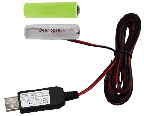 Battery Eliminator Replace USB Power Supply Converter Kit, 5V to 1.5V/3V/4.5V/6V/9V, 1-4 AA/AAA Cables 200cm Connect Multi for LED Light (2AA-3V)