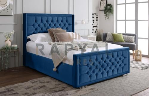 Rapyal Sleep Rio Chesterfield Bedframe – Optional Ottoman Storage in 6 Colours (Blue, Double)