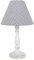 Tischlampe LITTLE COTTAGE weiß grau aus Holz mit kariertem Lampenschirm E27