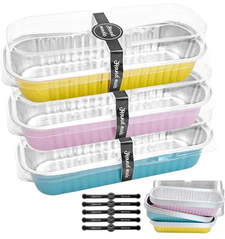 Mudoulu 30 Pièces Barquettes Alimentaires en Aluminium avec Couvercles, 200ml Mini Moules à Pain Jetables avec Couvercle, Moules à Muffins pour Cuisson, Transport et Conservation