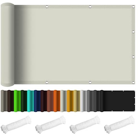 Sonnensegel für Gartenpavillon Sunset Deluxe 140 x 220 cm Sonnenschutz Wetterschutz Wetterbeständig Premium Polyester Sonnensegel inkl Befestigungsseile für Balkon Garten, cremefarben