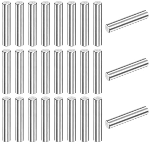 M METERXITY 50-Pack Cheville Cylindrique 5 x 25mm, 304 Acier Inoxydable Épingle De Support Éléments De Fixation Pour Projets En Bois, Cheville D'étagère Cylindrique [Ton Argenté]