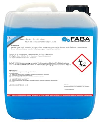 FABA Wasserbett Konditionierer, Wasserbett Conditioner mit Bubble Stopp 5 L