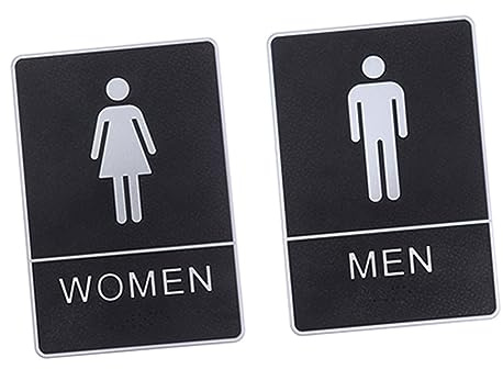 TIDTALEO 2pièces Plaque Toilette Homme Femme Abs Étanche Autocollant Signalisation Porte Salle De Bain Bureau Hôtel