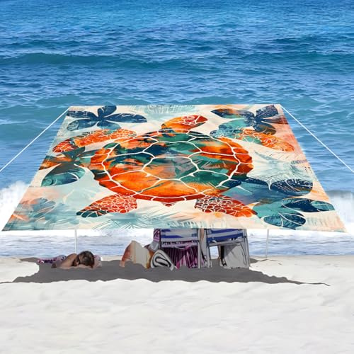 Surwin Sonnensegel 3D Rechteckig Sonnenschutz, Sonnensegel Wasserdicht UV Schutz ohne Bohren Outdoor Balkon Segeltuch für Garten Terrasse Camping (Vintage-Schildkröte,2x2.4m)