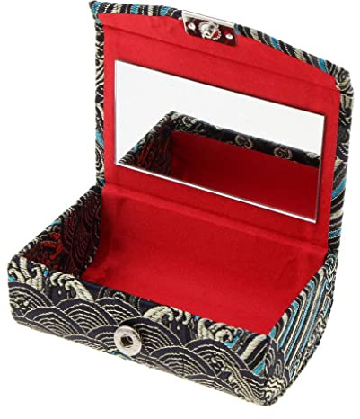 Stickerei-Schmuck-Make-up-Lippenstift-Etui mit Spiegel, Schwarz , Siehe Produktbeschreibung, Siehe Beschreibung