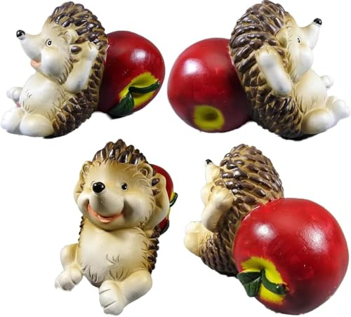 Generisch Herbstdeko 1 liegender Igel mit einem Apfel 18 x 13 x 10 cm Tischdeko Herbst Deko GTT K417