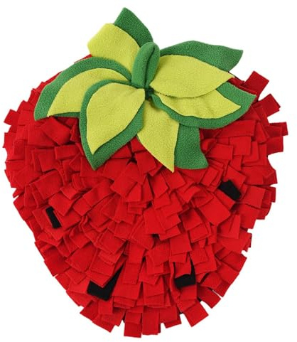 Pet Sniffing Mat – Interactive Feeding Cushion, Slow Feeding Puzzle, Enriching Strawberry Design with Captivating Activity Function | Stimulating Training for Dog, Puppy, Cat, , Bin