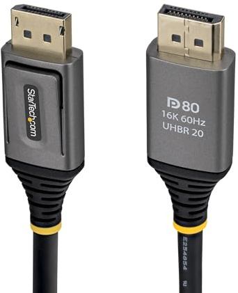 StarTech 50cm DisplayPort 2.1 Kabel, DP80, 8K 60Hz, HDR, VESA zertifiziert | Unkomprimiert 10K, 16K 60Hz, 8K 240Hz mit DSC 1.2a, UHBR20, 80Gbps, HDCP 2.3, Monitorkabel