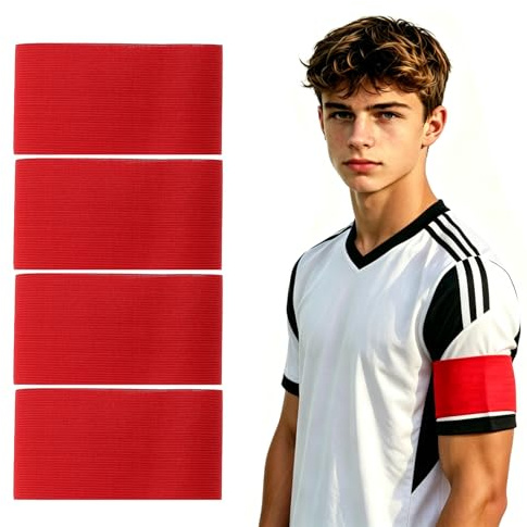 Healvian 8 Stück Kapitänsbinde Fußball Rot, Elastische Armbinde Verstellbar für Sport, Blanko Armbinden für Herren Junge & Mädchen, Oberarm Band Team