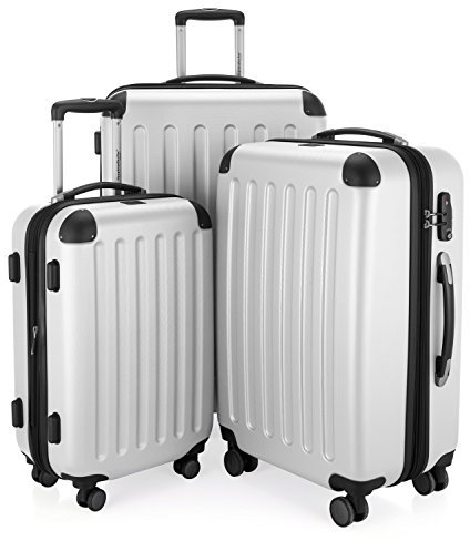 HAUPTSTADTKOFFER - SPREE - 3er Trolley-Set Rollkoffer Reisekoffer, (S, M und L) Koffer-Set, 4 Doppel-Rollen, , Weiß
