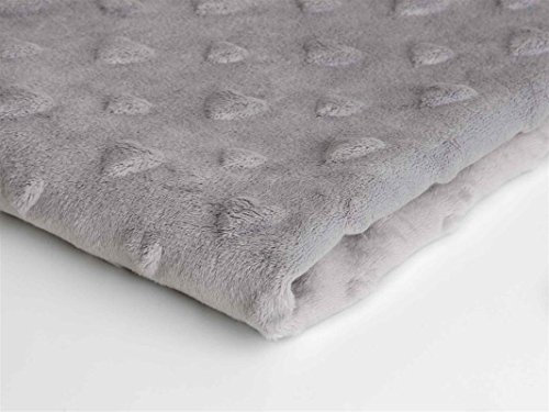 Winky Minkee flauschiger Plüschstoff mit Herzprägung 50 x 155 cm (Hellgrau Nr.8)