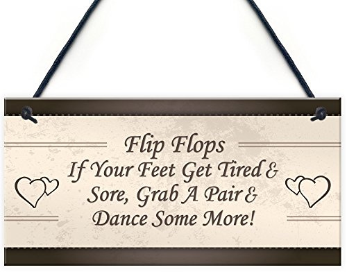 Red Ocean Wedding Reception Decor Flip Flop Grab A Pair And Dance Prop Hanging Plaque Mr & Mrs Gift Sign Gift