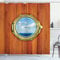ABAKUHAUS Nautical Shower Curtain, Porthole Wooden Background Window Ship Old Sailing Vessel Print, Cloth Fabric Bathroom Decor Set with Hooks, 78 Inches, Dark Orange Pale Blue