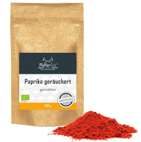 Paprika geräuchert, gemahlen, Paprikapulver Premium BIO-Qualität, handverlesen, 250g - Pfefferdieb®