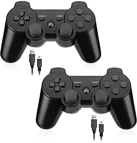 Powerextra PS3 Manette 2 Pack sans Fil Bluetooth Manette Haute Performance pour Console de Jeu Playstation 3 pour Double Shock avec Câble de Recharge