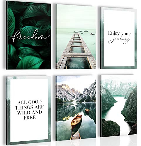 Quadro decorativo Montagne E Lago - Completamente Pronto Da Appendere - Decorazione Elegante - Set 6 Immagini - N020864a