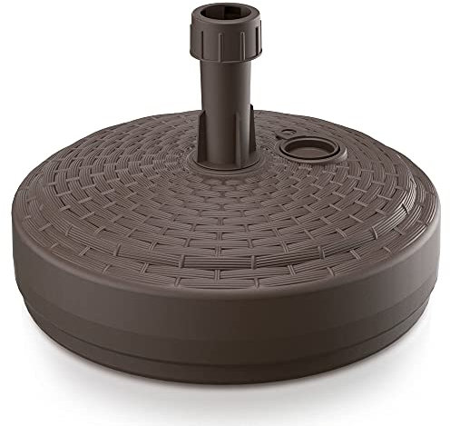 URBNLIVING Pied de parasol en plastique pour jardin, terrasse, 10 l, 12 l (rond, marron)