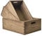 KIRIGEN Nesting Wooden Crates with Portable Handles for Home Organizer - Wood Rustic Decor Farmhouse Boxes / Basket Rolling Trays set of 3 Dark Brown