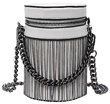 FONETTOS Y2K Punk Tasche Quaste Totes Gothic Tasche Frauen Schultertaschen Sourpuss Rock Mode Crossbody Handtasche, A-weiß