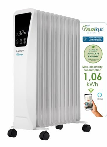 Bastilipo R-Ecofluid2-11 Energiespar-Heizkörper mit integriertem WLAN und 2000 W Leistung - H2o Natural Liquid Fluid Heizkörper, Weiß, 0678