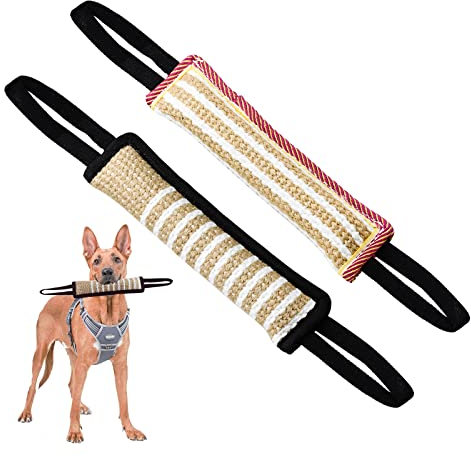 KAONESS 2 Stück Beisswurst für Hunde Jute Beisswurst Kauspielzeug Tauziehen und Zerrspiele mit Hund für Hundebiss Schlepper Spielzeug Hundespielzeug
