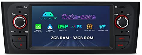 XTRONS Android 12 Autoradio mit Navi Octa Core 2GB 32GB für FIAT Grande Punto Eingebauter CarAutoplay Android Auto DSP Unterstützt GPS Bluetooth 5.0 WiFi AHD Camera 6.1 Zoll G+G Touchscreen
