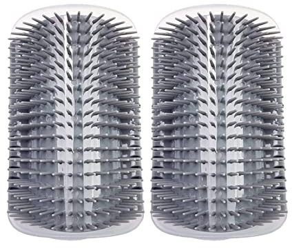 ZBJBinCH 2 Pcs Cat Self Groomer PP Wall Corner Grooming Brush Comfortable Cats Massage Comb for All Long and Short Hair Pet Cats(Gray)