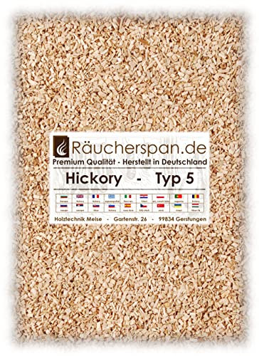 kleine Räucherchips für Borniak Räucheröfen, Smokinggun, Rauchinfusor, Räucherpistole, Hickory Typ 5, 1kg (entspricht etwa 4Liter)