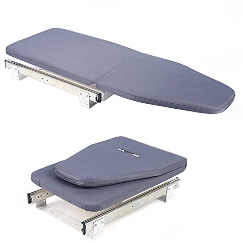 Bügelbrett Klappbar, 180 ° Ausziehbares Bügelbrett 80 cm Ironing Board Table Space Saving Compact Wall Mounted Closet Folding Mit Abnehmbarer Stoffbezug, Gray