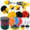 Drill Scrub Brush Set, 24pcs 1/4in Power Scrubber with 1pcs Extend Long Attachment, for Showers, Tubs, Bathroom, Tile, Grout, Carpet