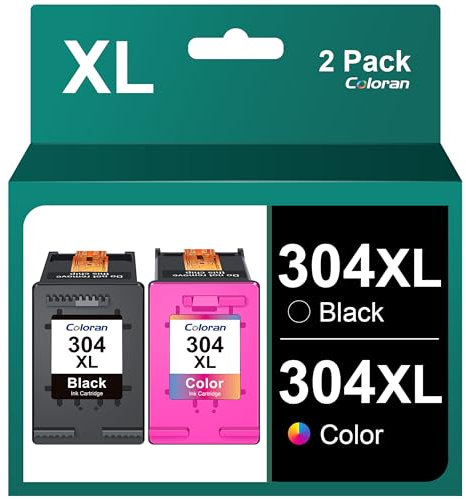 Coloran 304 XL Multipack Kompatible für HP 304 Druckerpatronen, für HP Envy 5030 5010 5000 5032 5020 HP DeskJet 2600 2620 2630 2633 3750 3762 3700 3720 3730 3733 (2er-Pack Schwarz, Farbe)